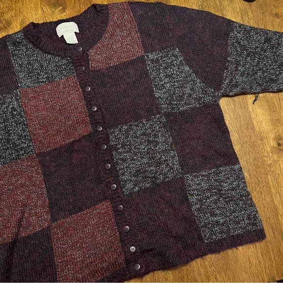 Christopher Banks Wool Blend Knit Cardigan Colorful Patchwork Long Sleeve Size L - Picture 7 of 9